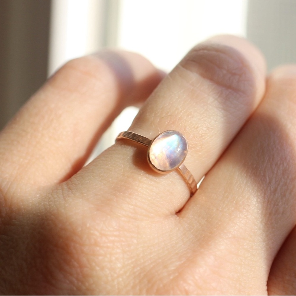 Rainbow Moonstone Rose Gold Ring. New. - Picture 5 of 13